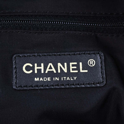 Chanel Black Jacquard Nylon Travel Line Tote Handbag