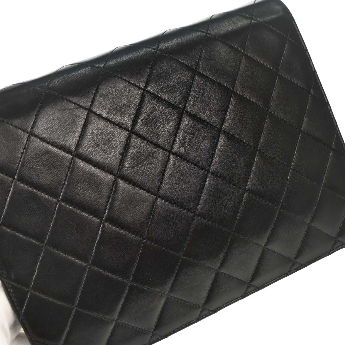 Chanel Black Lambskin Pushlock Small Half Flap Shoulder Bag