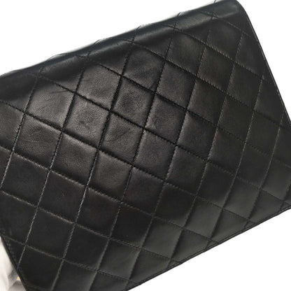 Chanel Black Lambskin Pushlock Small Half Flap Shoulder Bag
