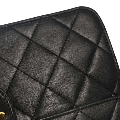 Chanel Black Lambskin Pushlock Small Half Flap Shoulder Bag