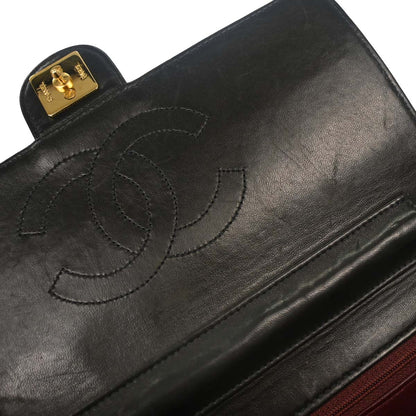 Chanel Black Lambskin Pushlock Small Half Flap Shoulder Bag