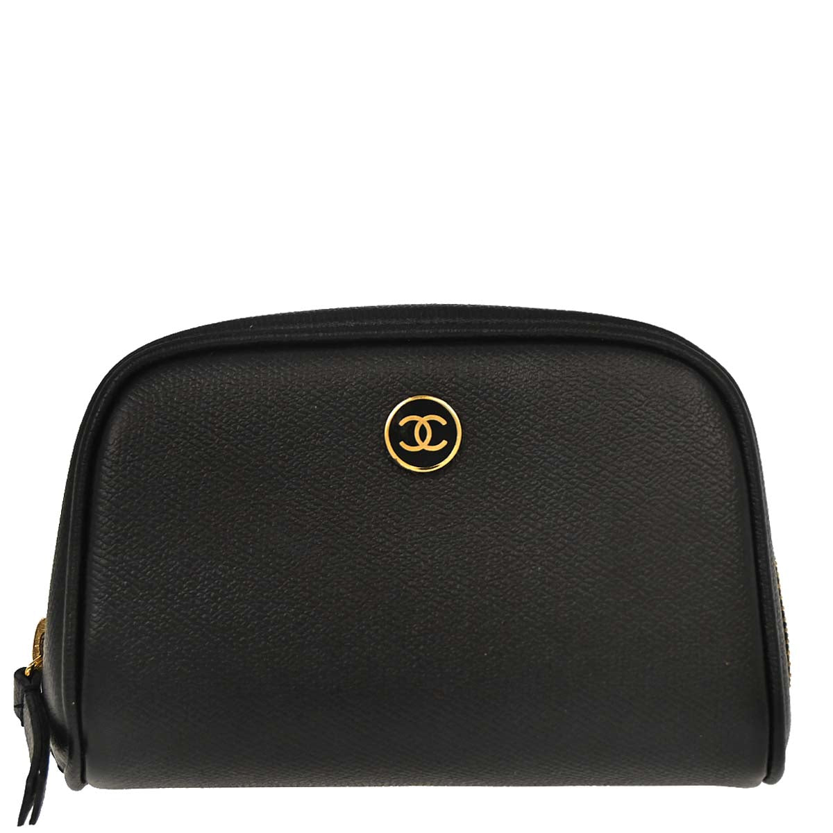 Chanel 2003-2004 Black Leather Coco Button Multi Pouch