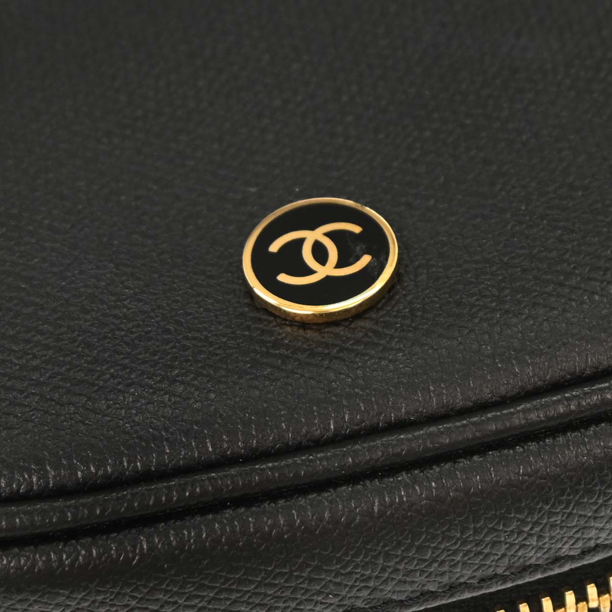 Chanel 2003-2004 Black Leather Coco Button Multi Pouch
