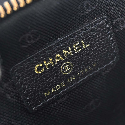 Chanel 2003-2004 Black Leather Coco Button Multi Pouch