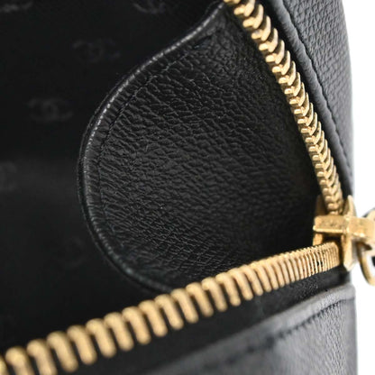 Chanel 2003-2004 Black Leather Coco Button Multi Pouch