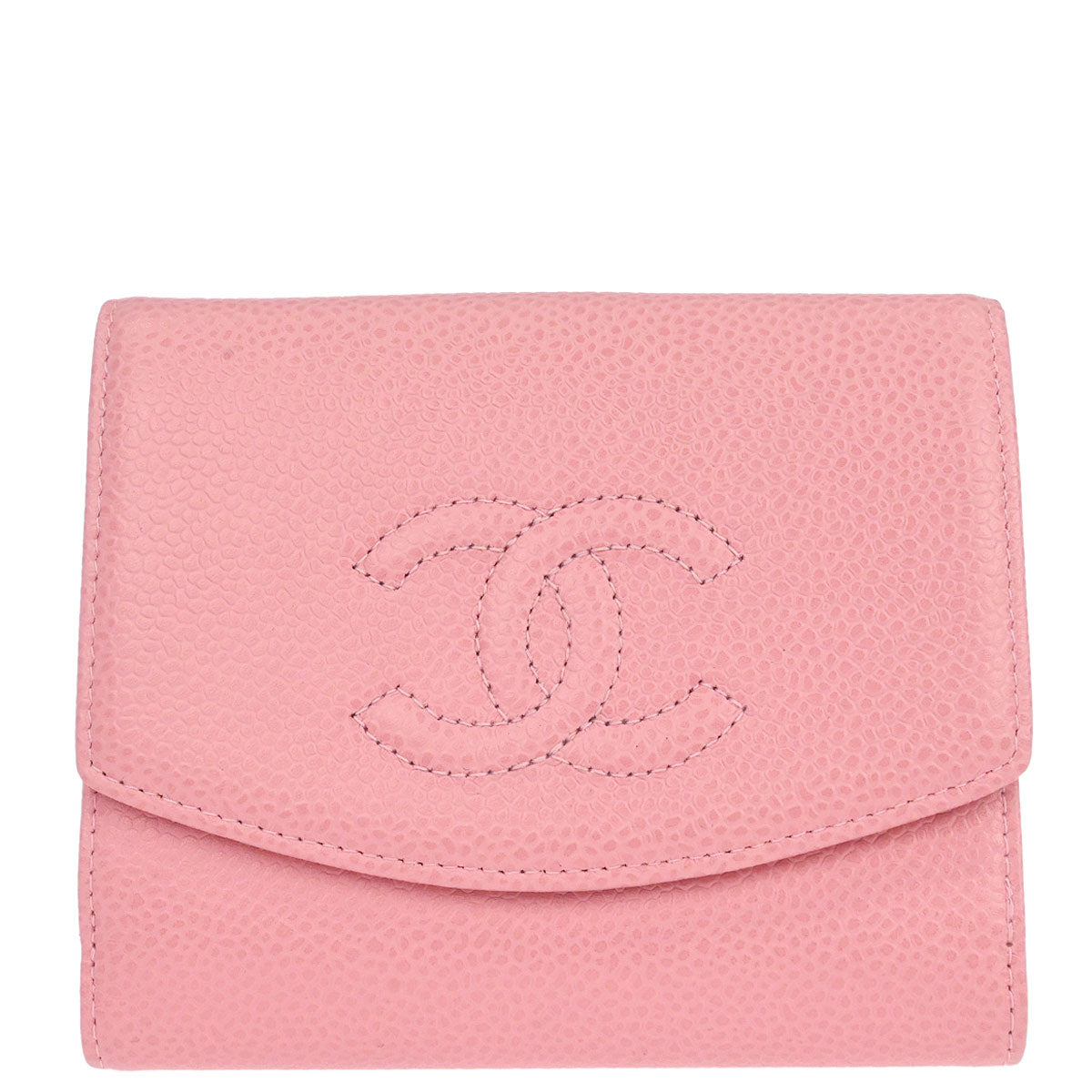 Chanel 2003-2004 Pink Caviar Skin Coin Purse Wallet