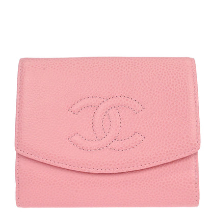 Chanel 2003-2004 Pink Caviar Skin Coin Purse Wallet