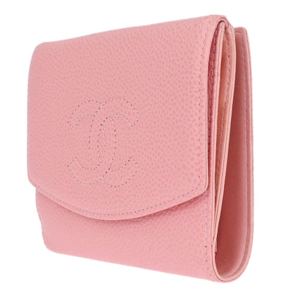 Chanel 2003-2004 Pink Caviar Skin Coin Purse Wallet