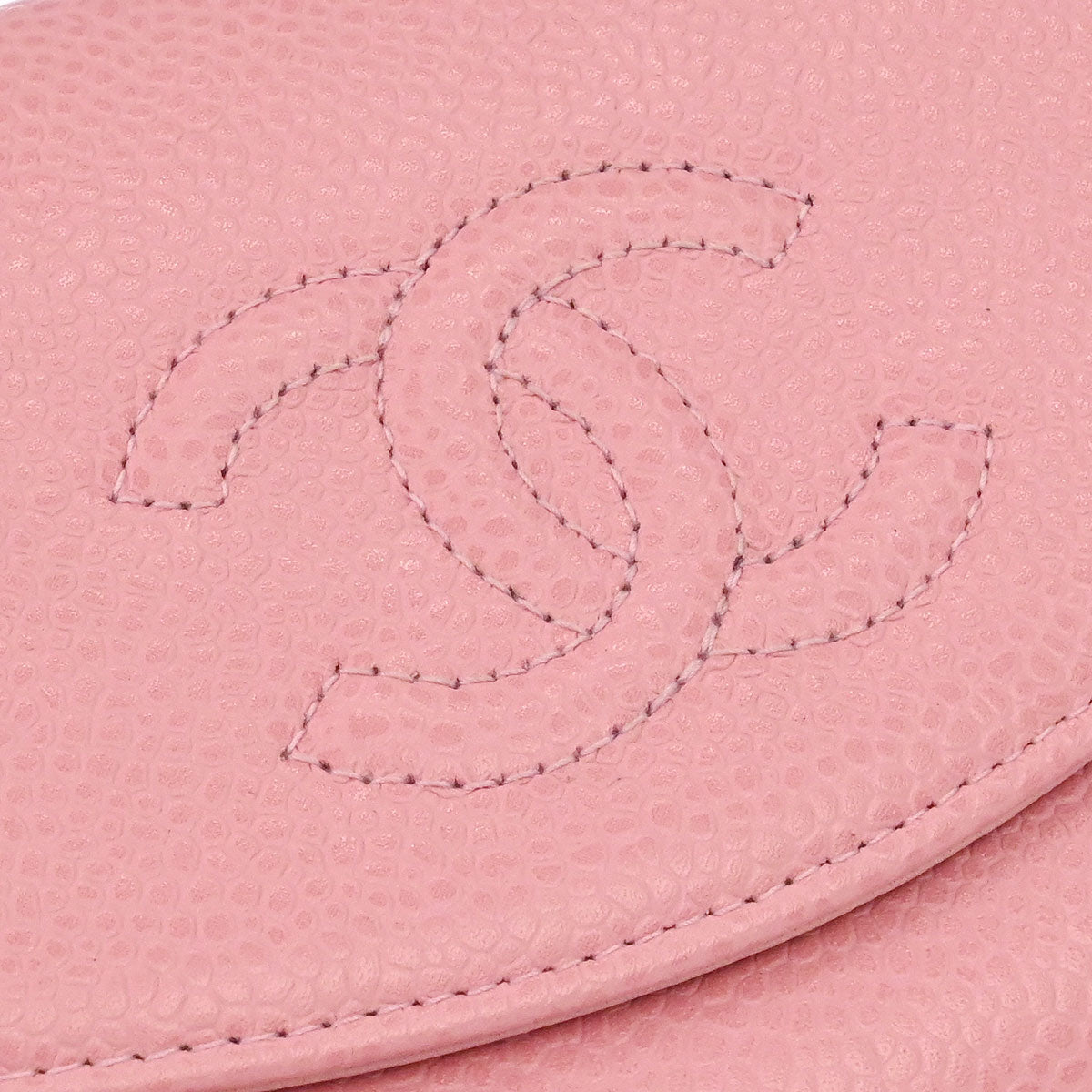 Chanel 2003-2004 Pink Caviar Skin Coin Purse Wallet