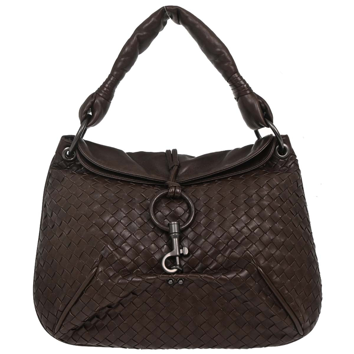 Bottega Veneta Brown Lambskin Intrecciato Handbag