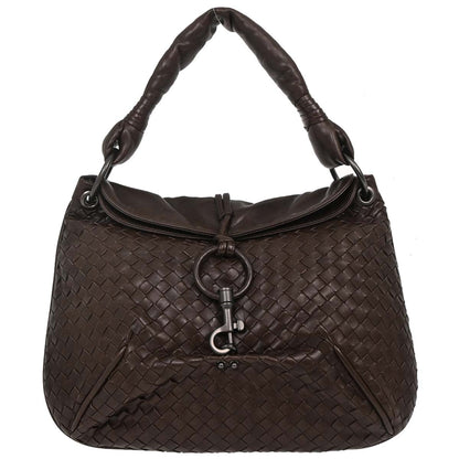 Bottega Veneta Brown Lambskin Intrecciato Handbag