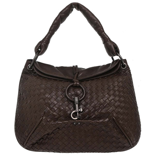Bottega Veneta Brown Lambskin Intrecciato Handbag