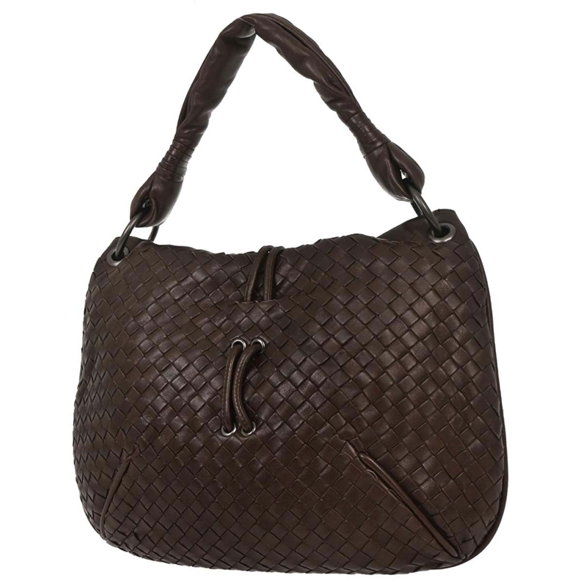 Bottega Veneta Brown Lambskin Intrecciato Handbag