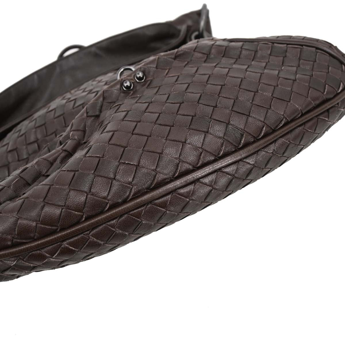 Bottega Veneta Brown Lambskin Intrecciato Handbag