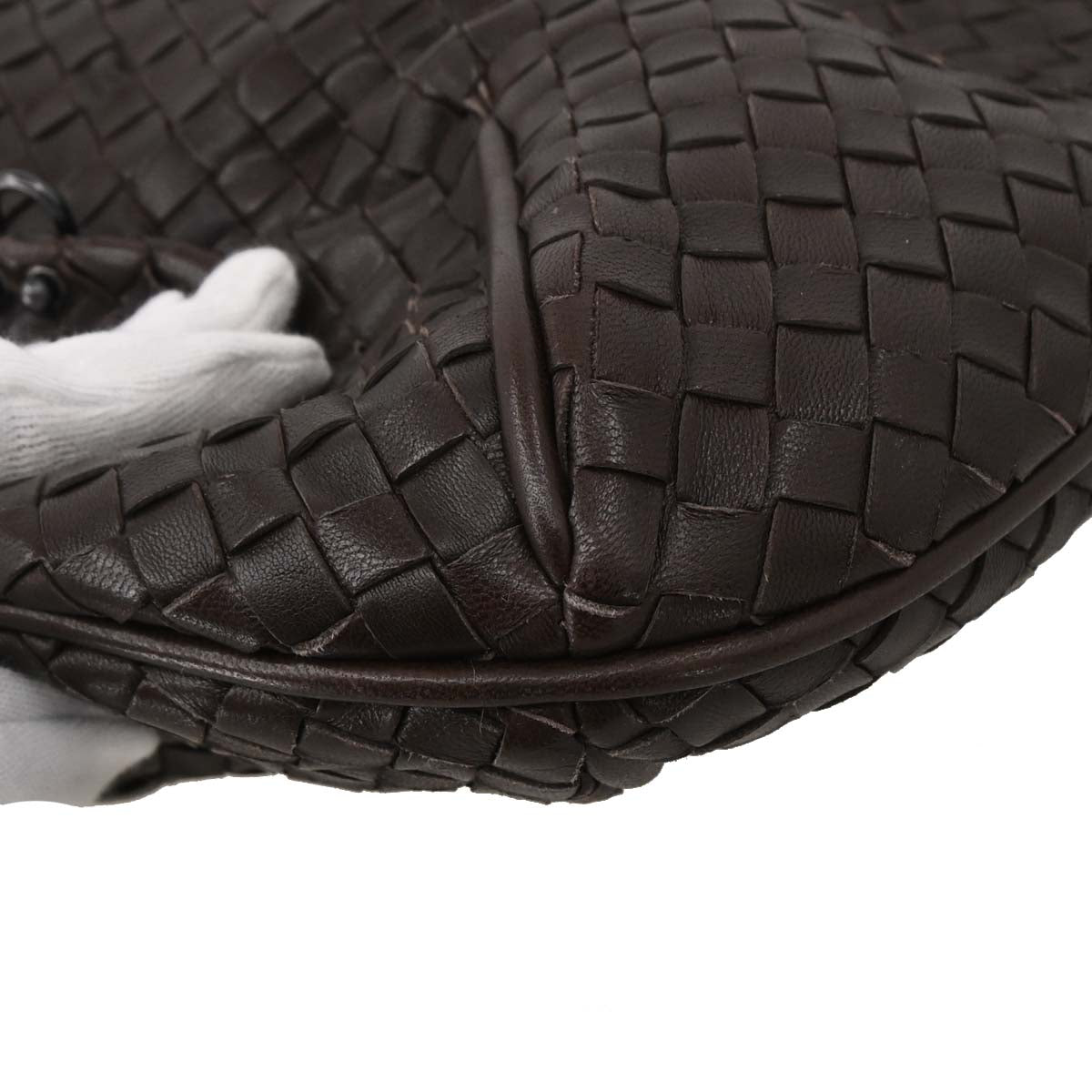 Bottega Veneta Brown Lambskin Intrecciato Handbag