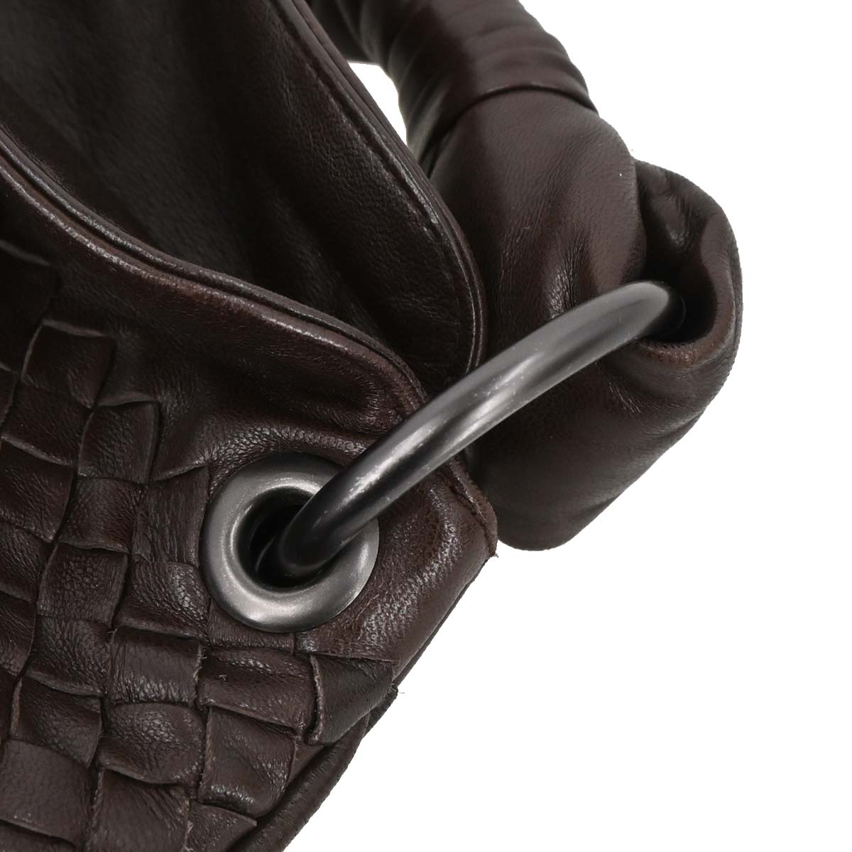 Bottega Veneta Brown Lambskin Intrecciato Handbag