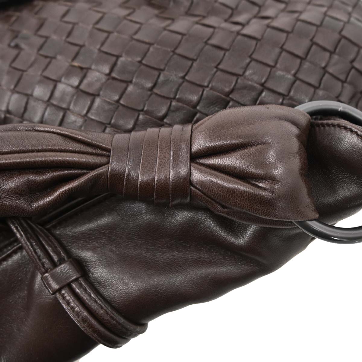 Bottega Veneta Brown Lambskin Intrecciato Handbag