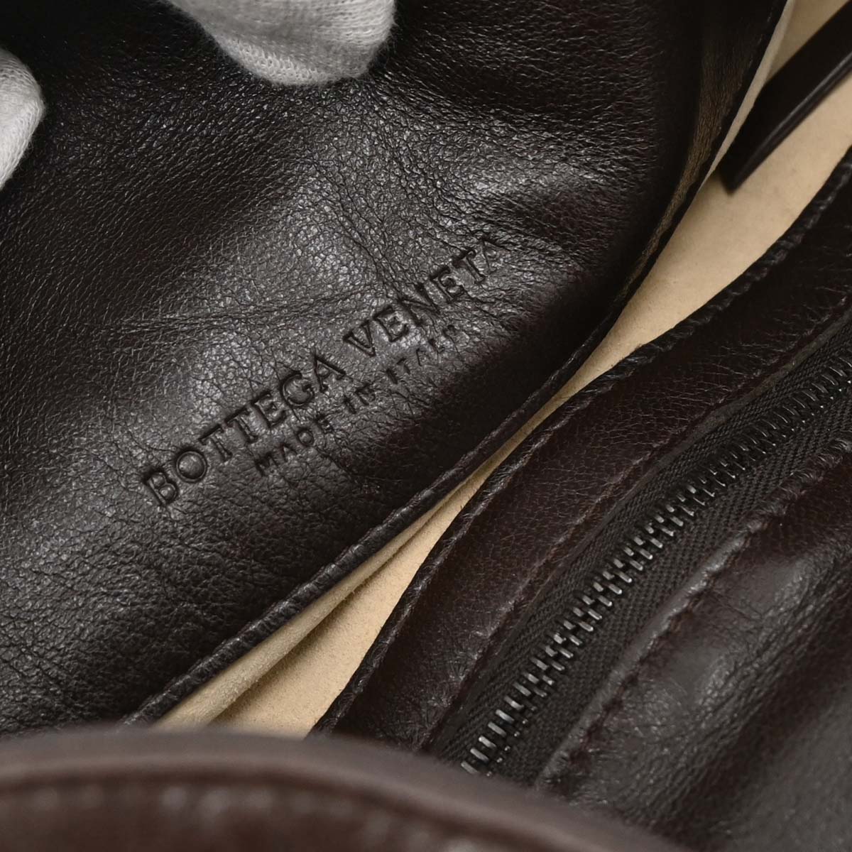 Bottega Veneta Brown Lambskin Intrecciato Handbag
