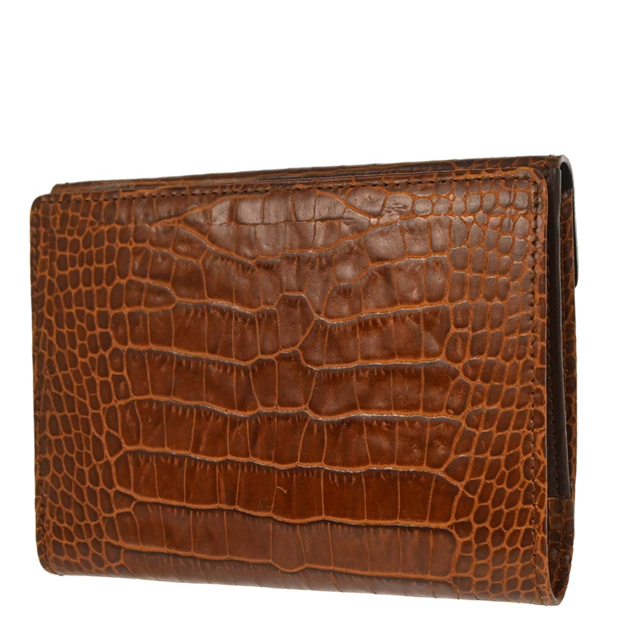 Yves Saint Laurent Brown Embossed Leather Wallet