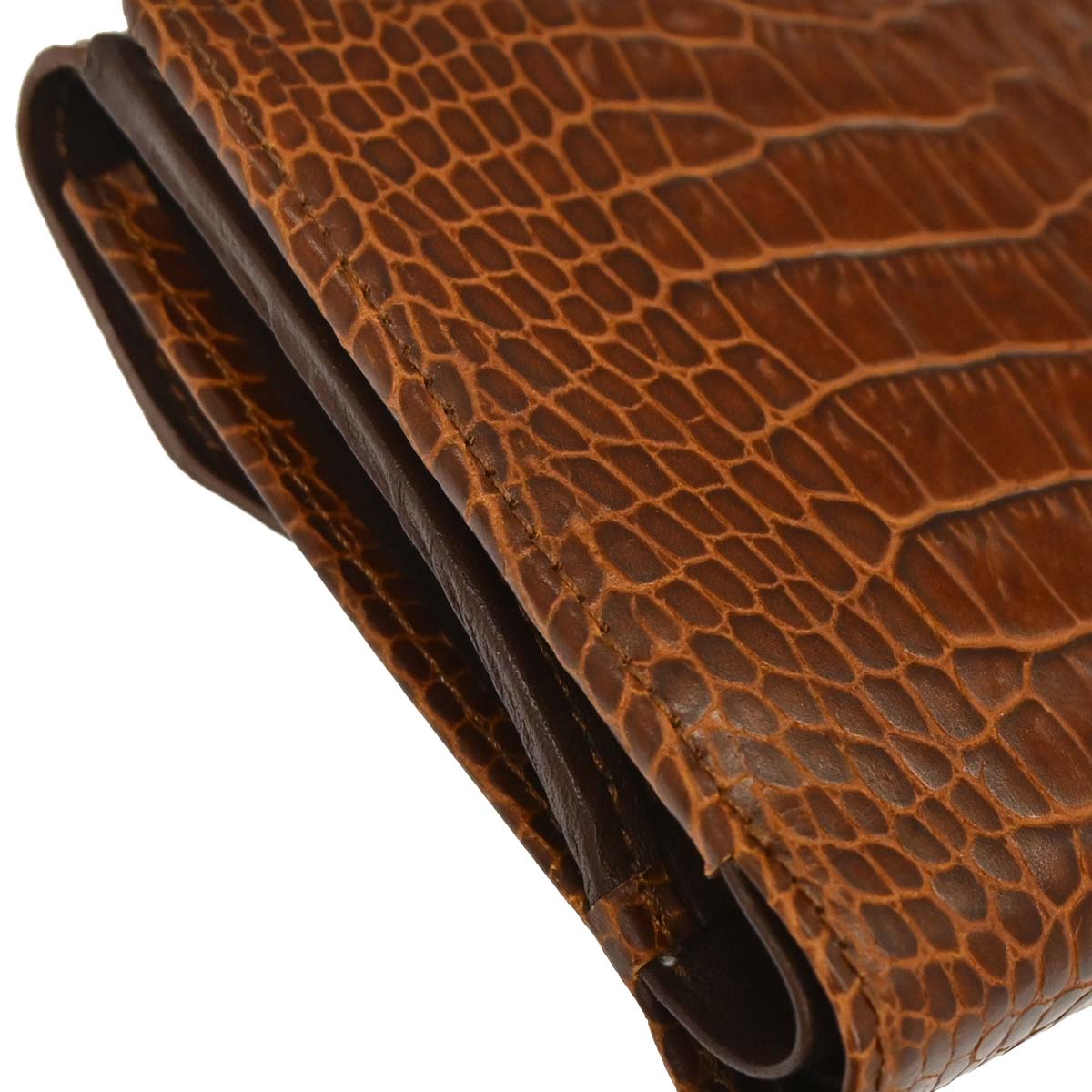 Yves Saint Laurent Brown Embossed Leather Wallet