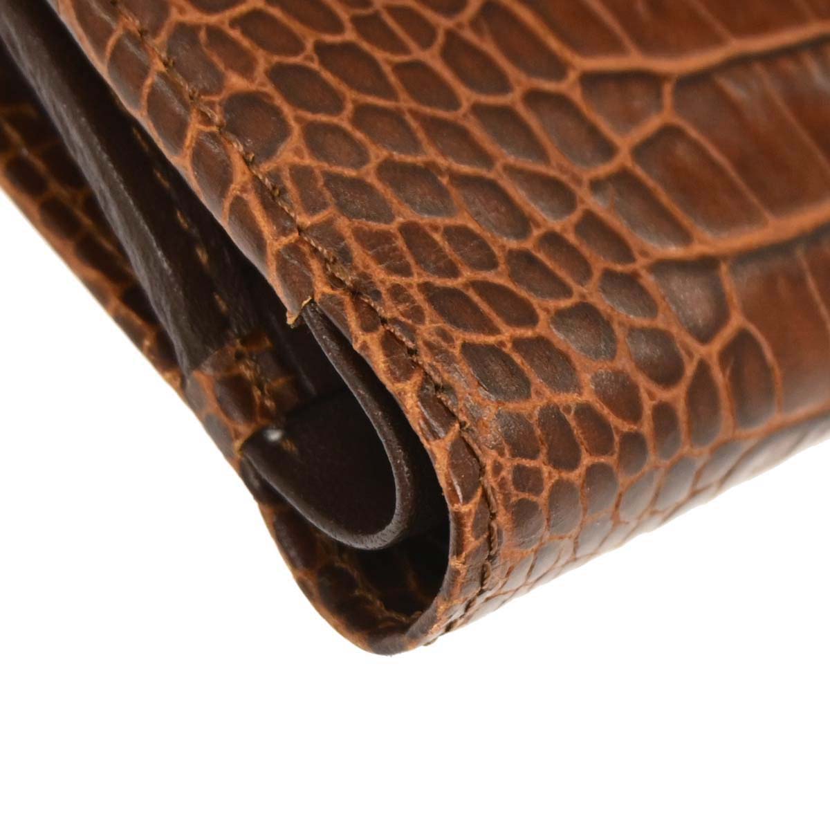Yves Saint Laurent Brown Embossed Leather Wallet