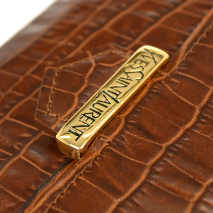 Yves Saint Laurent Brown Embossed Leather Wallet