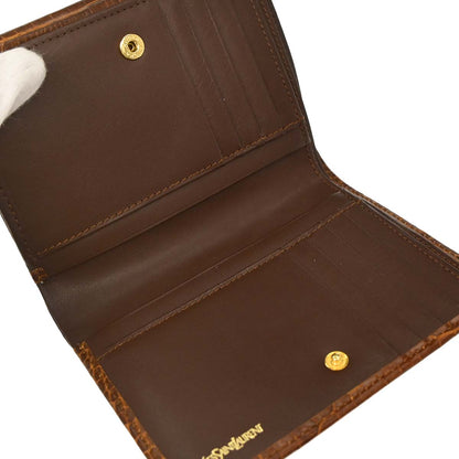 Yves Saint Laurent Brown Embossed Leather Wallet