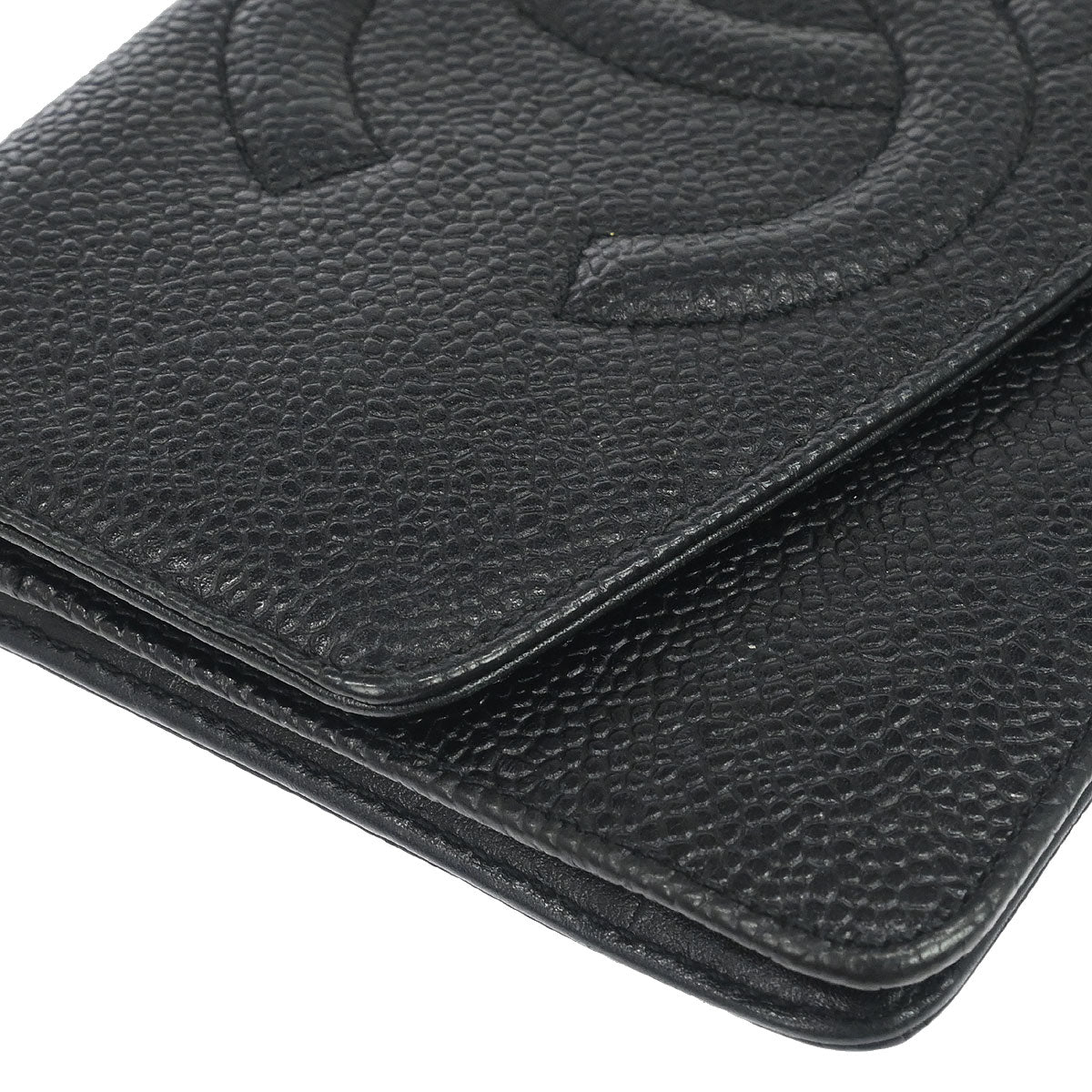 Chanel 1994-1996 Black Caviar Skin Long Wallet