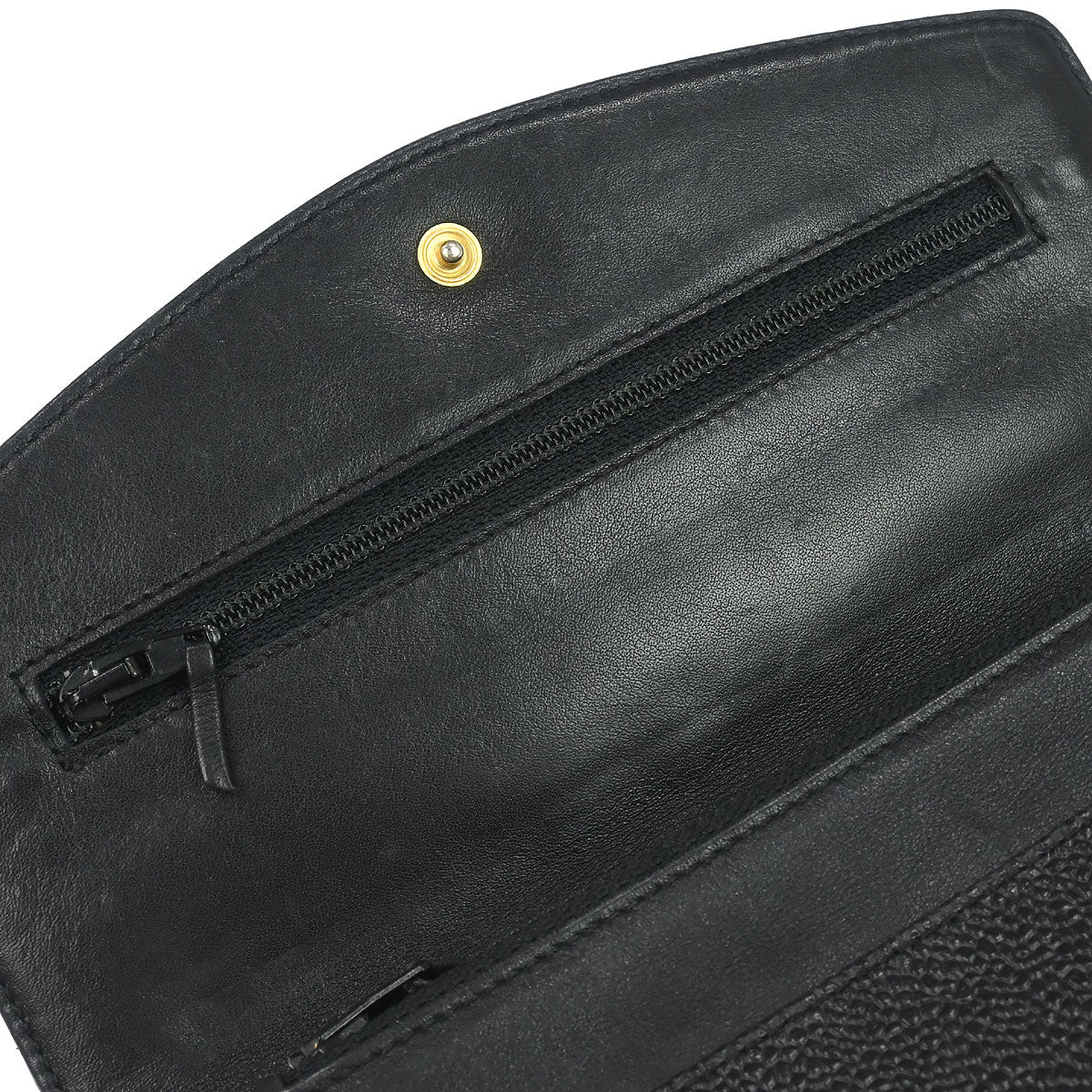 Chanel 1994-1996 Black Caviar Skin Long Wallet