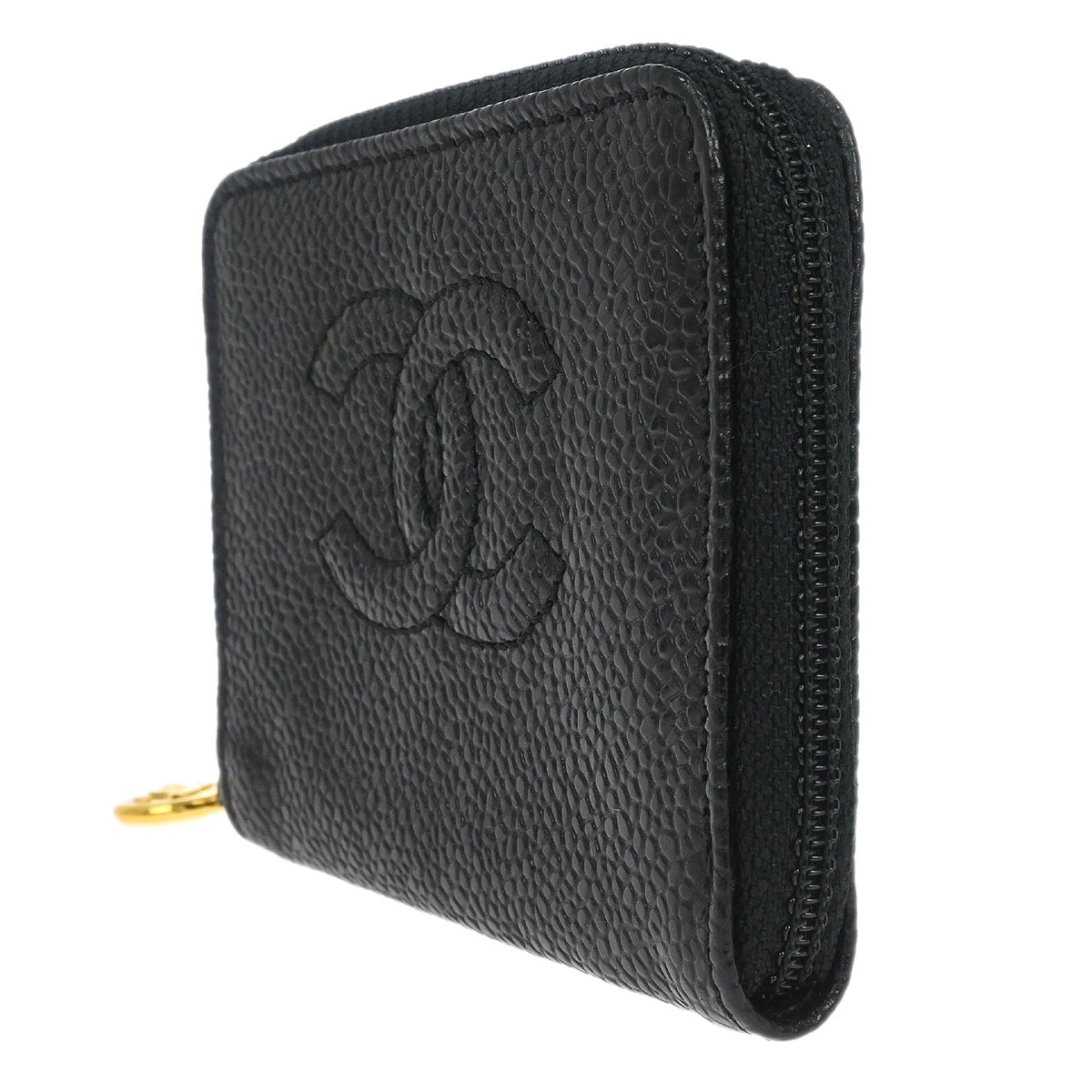 Chanel 1997-1999 Black Caviar Skin Coin Purse Wallet