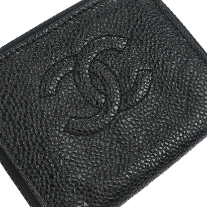 Chanel 1997-1999 Black Caviar Skin Coin Purse Wallet