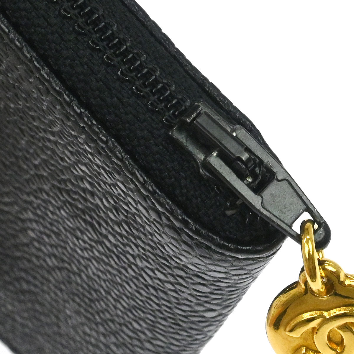 Chanel 1997-1999 Black Caviar Skin Coin Purse Wallet