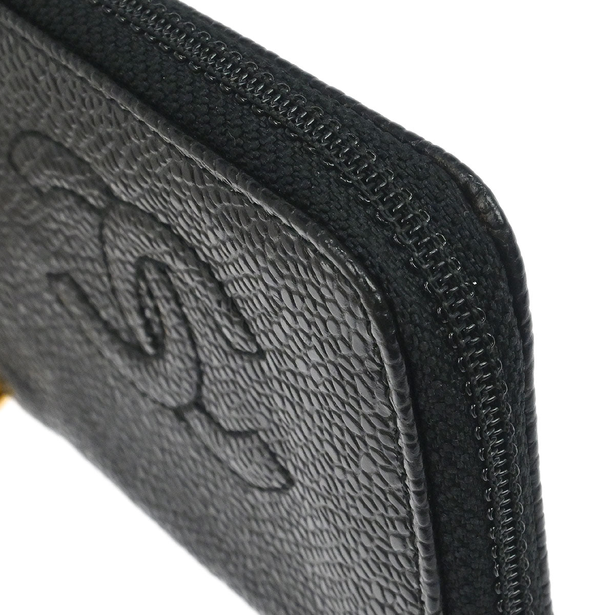 Chanel 1997-1999 Black Caviar Skin Coin Purse Wallet