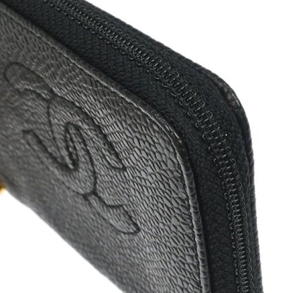 Chanel 1997-1999 Black Caviar Skin Coin Purse Wallet