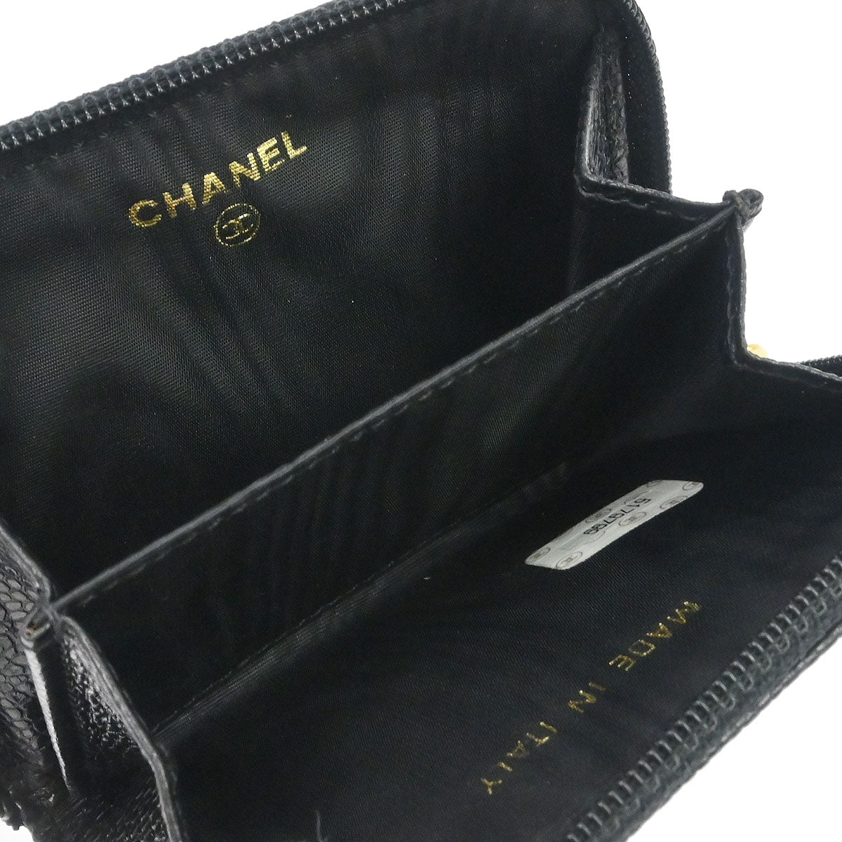 Chanel 1997-1999 Black Caviar Skin Coin Purse Wallet