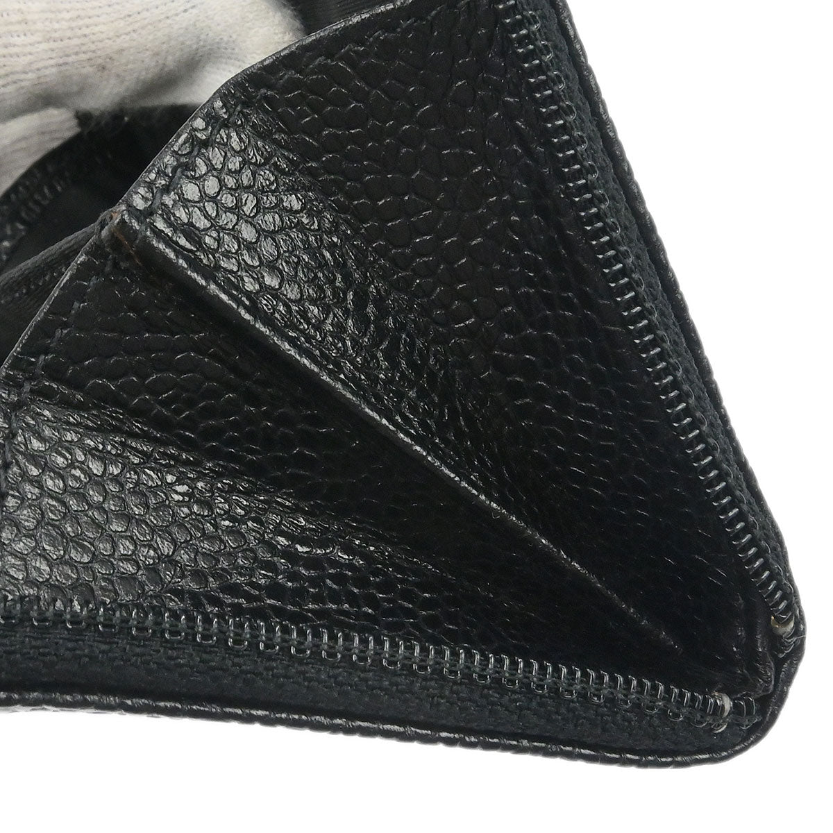 Chanel 1997-1999 Black Caviar Skin Coin Purse Wallet