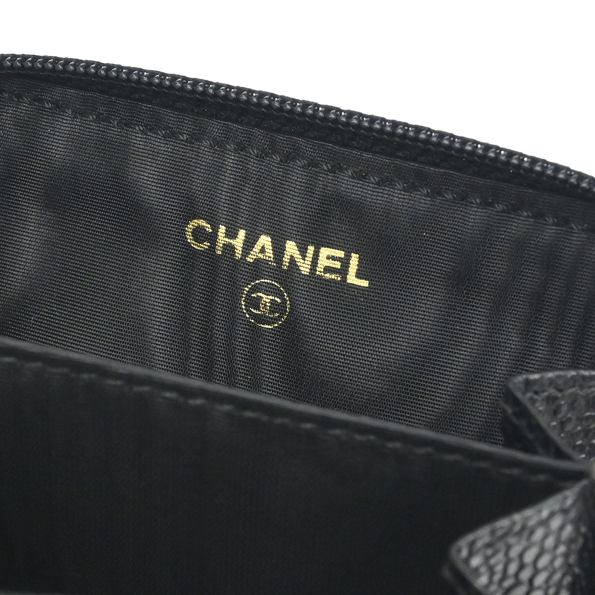 Chanel 1997-1999 Black Caviar Skin Coin Purse Wallet