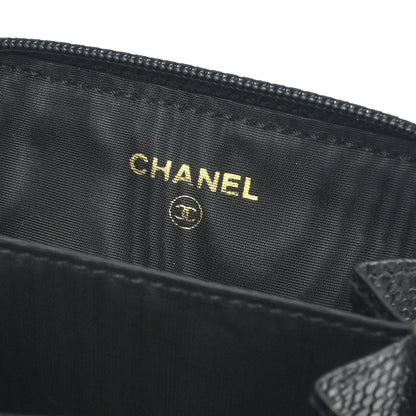 Chanel 1997-1999 Black Caviar Skin Coin Purse Wallet