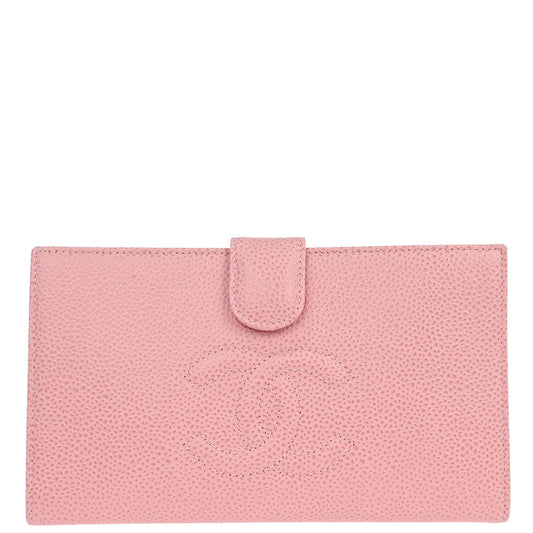 Chanel 2003-2004 Pink Caviar Skin Bifold Wallet