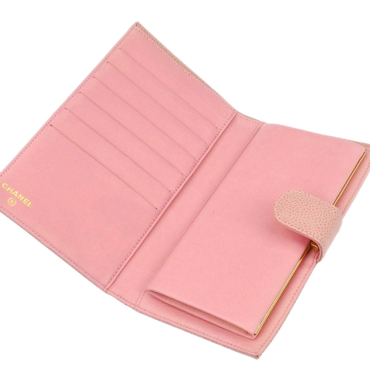 Chanel 2003-2004 Pink Caviar Skin Bifold Wallet