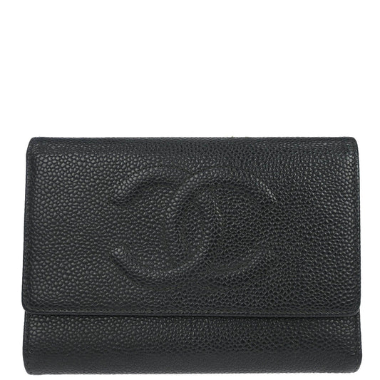 Chanel Black Caviar Skin Trifold Wallet