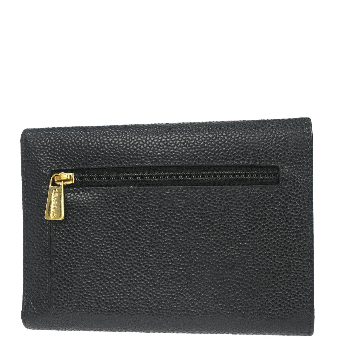 Chanel Black Caviar Skin Trifold Wallet