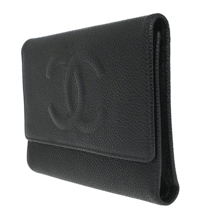 Chanel Black Caviar Skin Trifold Wallet