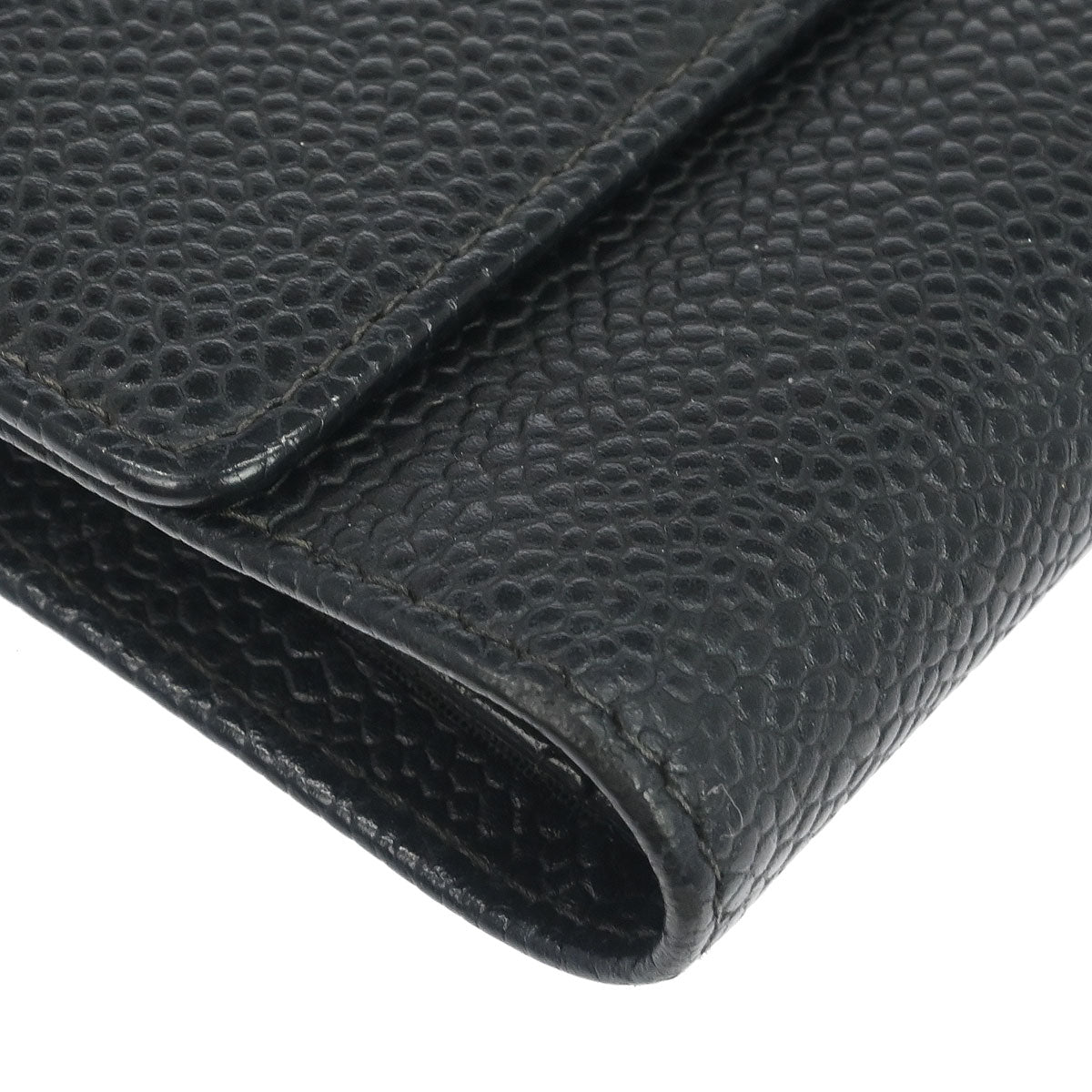 Chanel Black Caviar Skin Trifold Wallet