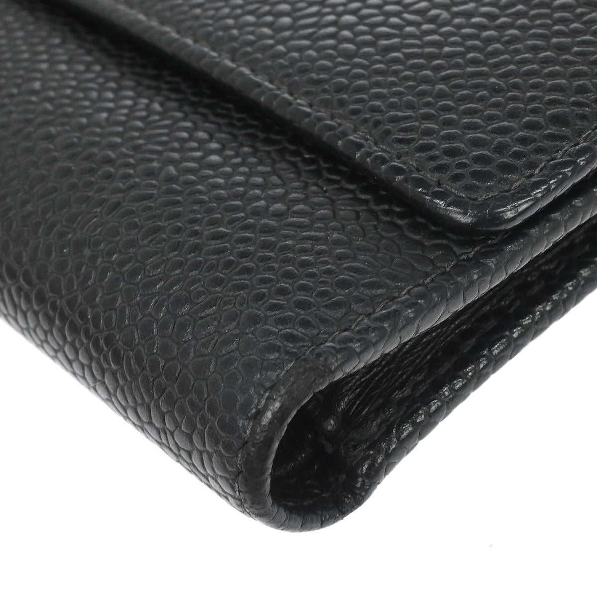 Chanel Black Caviar Skin Trifold Wallet