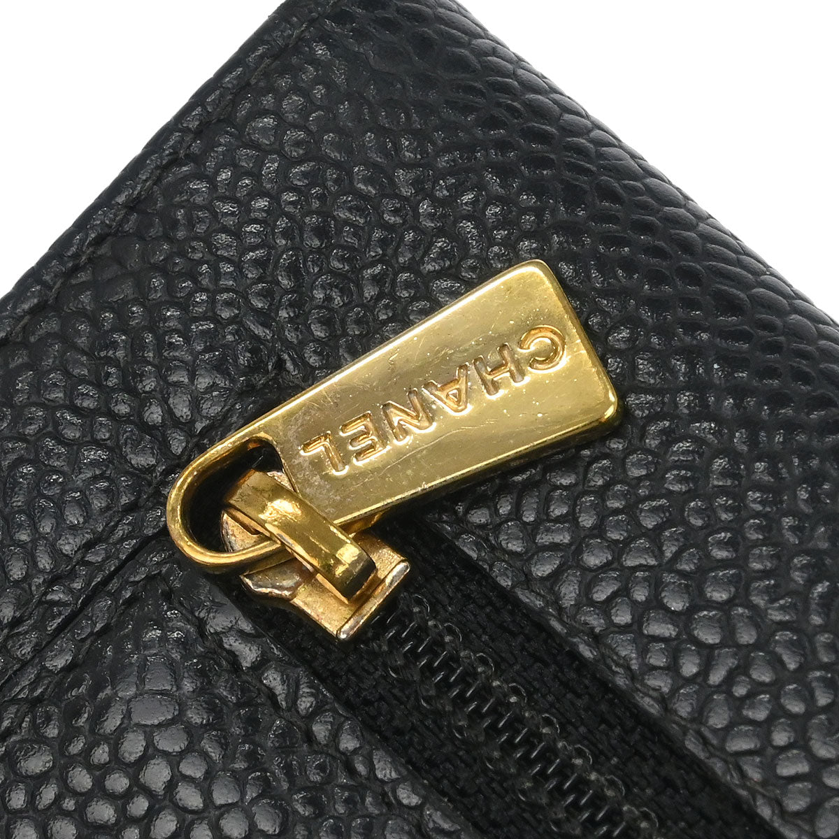 Chanel Black Caviar Skin Trifold Wallet