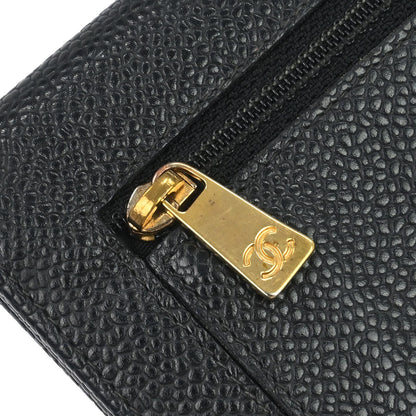 Chanel Black Caviar Skin Trifold Wallet