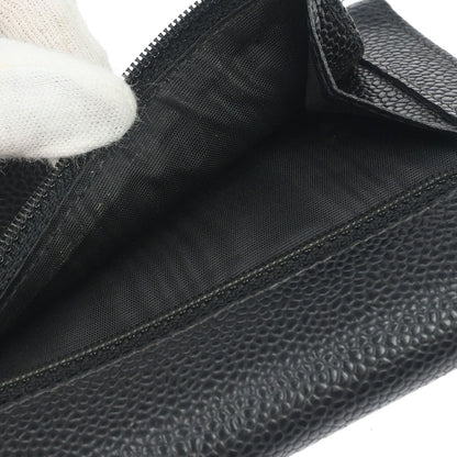 Chanel Black Caviar Skin Trifold Wallet