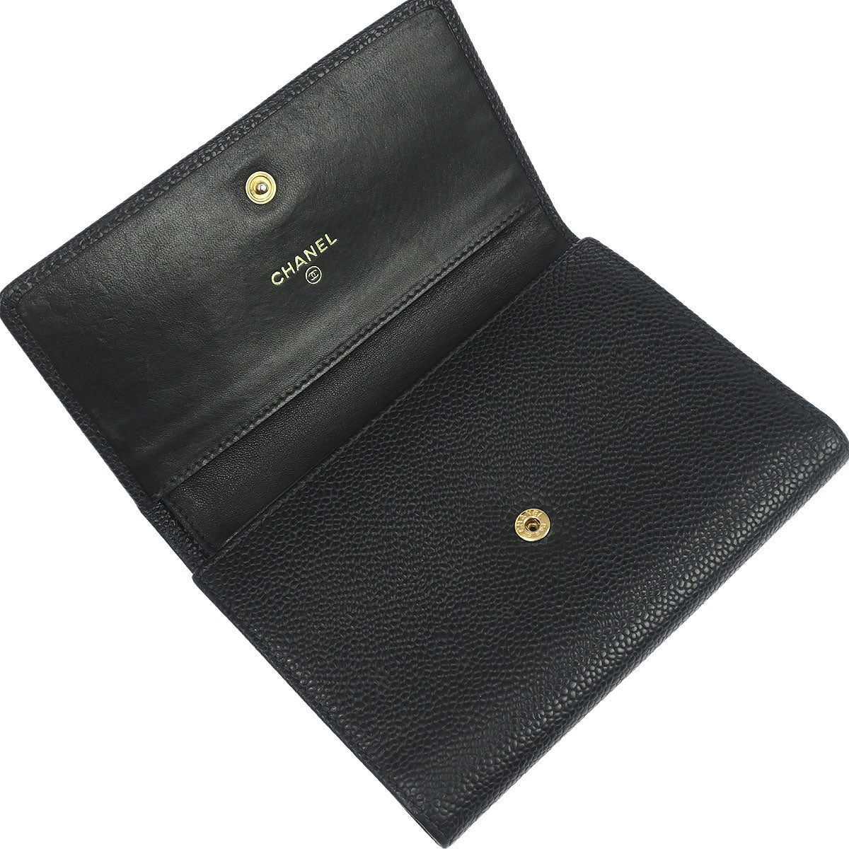 Chanel Black Caviar Skin Trifold Wallet