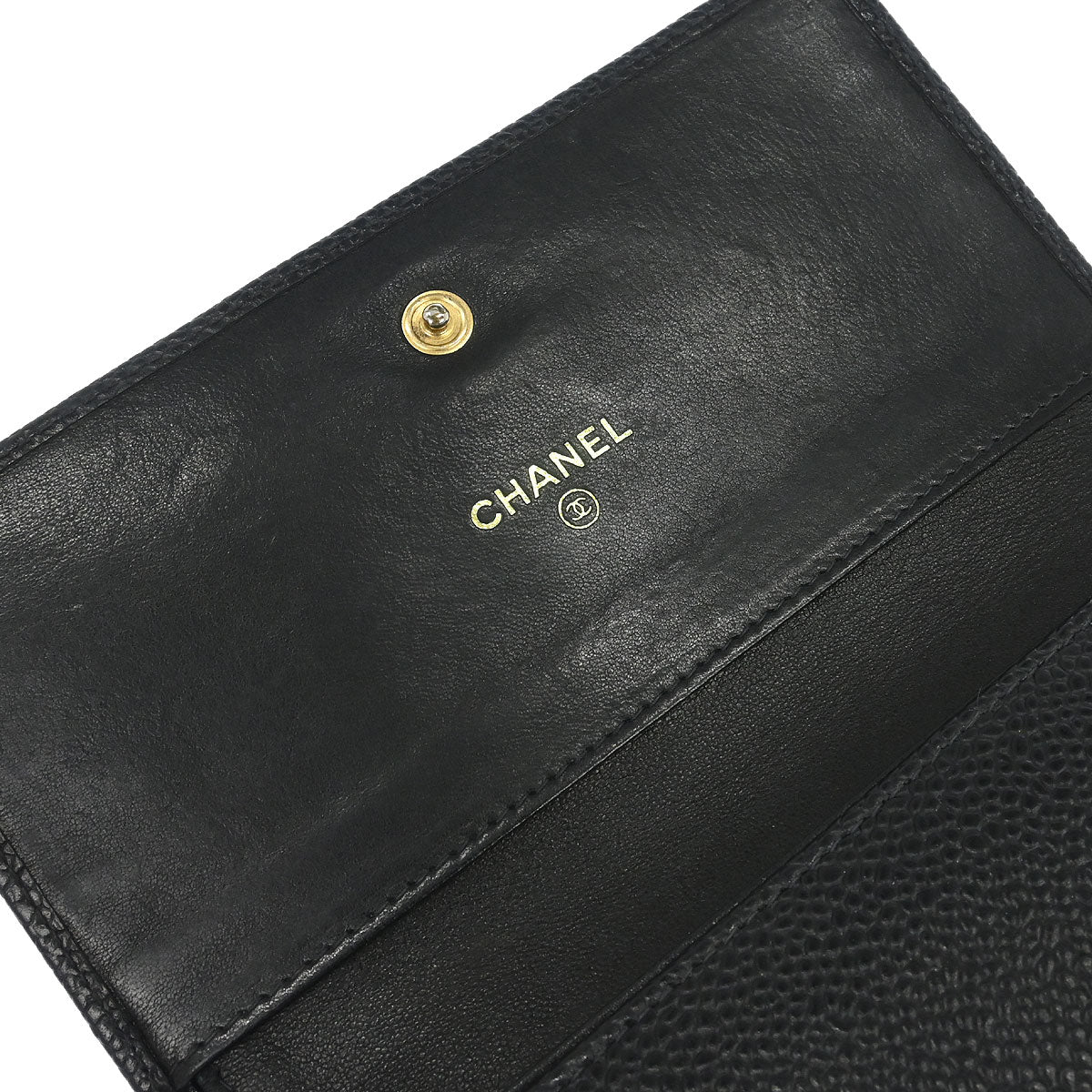 Chanel Black Caviar Skin Trifold Wallet